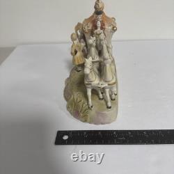 Vintage Japan Hand painted Porcelain Horse & Carriage Victorian Figurine 1950s