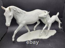 Vintage Kaiser Porcelain Mare and Foal Figure in White Bisque #403