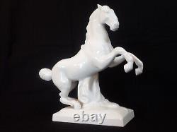 Vintage Kpm All White Porcelain Rearing Horse Sculpture Figurine 8 Tall