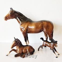 Vintage LOT OF 3 BESWICK Horse Figurines Stallion, 2x FOALS NO CHIPS/CRACKS