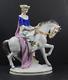 Vintage Lady Horse Porcelain Figurine Germany (sitzendorf Dresden)