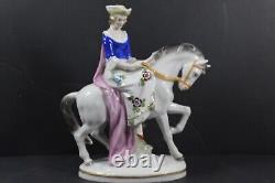 Vintage Lady Horse Porcelain Figurine Germany (Sitzendorf Dresden)