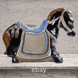 Vintage Large Asian Ceramic Porcelain Horse Sculpture Figurine 17.5 x 12.5