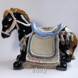 Vintage Large Asian Ceramic Porcelain Horse Sculpture Figurine 17.5 x 12.5