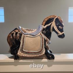 Vintage Large Asian Ceramic Porcelain Horse Sculpture Figurine 17.5 x 12.5