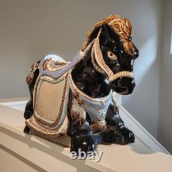 Vintage Large Asian Ceramic Porcelain Horse Sculpture Figurine 17.5 x 12.5