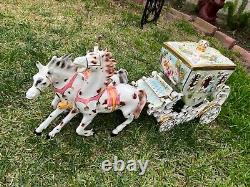 Vintage Large Capodimonte Porcelain Horse With Carriages for