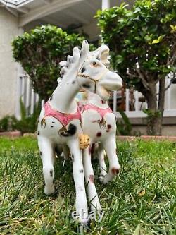 Vintage Large Capodimonte Porcelain Horse With Carriages for