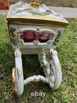 Vintage Large Capodimonte Porcelain Horse With Carriages for