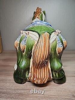 Vintage Large War Horse Glazed Ceramic Sculpture Chinese Pottery 21L x 17H