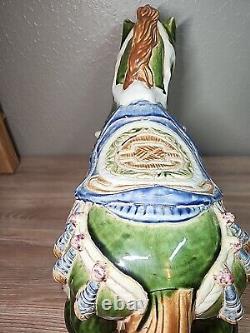 Vintage Large War Horse Glazed Ceramic Sculpture Chinese Pottery 21L x 17H