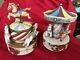 Vintage Lefton Ceramic Merry Go Round Music Box Withhorses-music Box Set Of 2