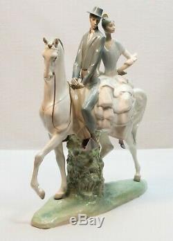 Vintage Lladro 4647 Andalusians Group Andaluces Couple on Horse Porcelain Statue