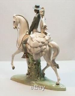 Vintage Lladro 4647 Andalusians Group Andaluces Couple on Horse Porcelain Statue