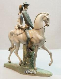 Vintage Lladro 4647 Andalusians Group Andaluces Couple on Horse Porcelain Statue