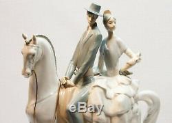 Vintage Lladro 4647 Andalusians Group Andaluces Couple on Horse Porcelain Statue