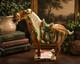 Vintage Majolica Style Ceramic Horse Figurine Glazed Equestrian Saddle Statue