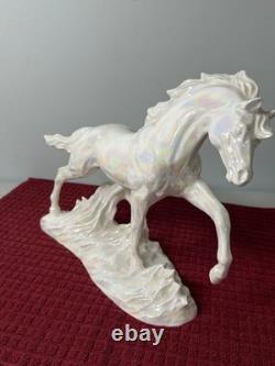 Vintage Maureen Love Ceramic Horse StatueWhite Pearl IridescentBEAUTIFUL