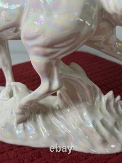 Vintage Maureen Love Ceramic Horse StatueWhite Pearl IridescentBEAUTIFUL