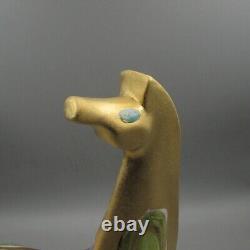 Vintage Mid Century Sascha Brastoff Ceramics Gold & Abstract Horse Statue