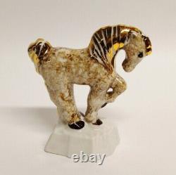 Vintage Mini Horse Porcelain Figurine Golden Hand Painted By SYSERT USSR 2007