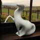 Vintage Modernist Royal Dux Bohemian Porcelain White Stallion Prancing Horse