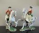 Vintage Nymphenburg Porcelain Bavaria Pair Of Equestrian Horse Riders Figurines