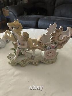 Vintage Occupied Japan Bisque Cherub Horse Carriage Ardalt 6176