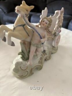 Vintage Occupied Japan Bisque Cherub Horse Carriage Ardalt 6176