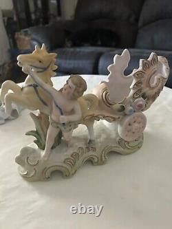 Vintage Occupied Japan Bisque Cherub Horse Carriage Ardalt 6176