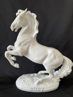 Vintage Porcelain Augarten Lippizaner Stallion Horse Statue Made in Austria