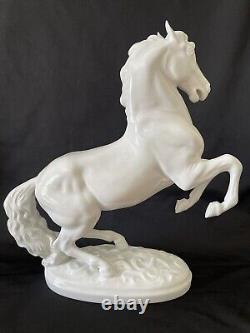 Vintage Porcelain Augarten Lippizaner Stallion Horse Statue Made in Austria