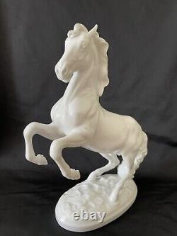 Vintage Porcelain Augarten Lippizaner Stallion Horse Statue Made in Austria