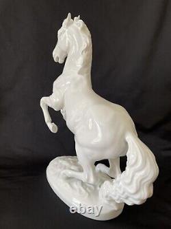 Vintage Porcelain Augarten Lippizaner Stallion Horse Statue Made in Austria