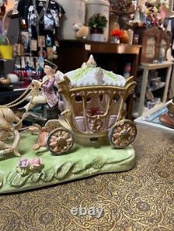 Vintage Porcelain CAPODIMONTE ITALY Armani Cinderella Horse Drawn Carriage