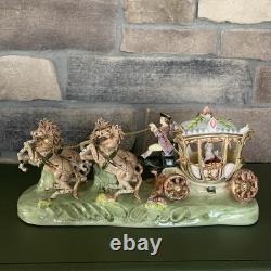 Vintage Porcelain CAPODIMONTE ITALY Cinderella Horse Drawn Carriage 14