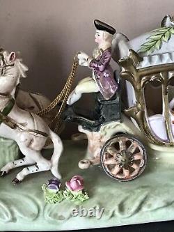 Vintage Porcelain CAPODIMONTE ITALY Cinderella Horse Drawn Carriage Coach Driver