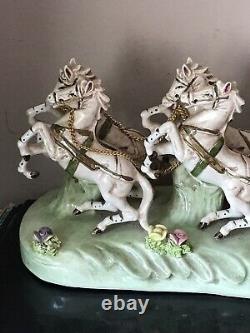 Vintage Porcelain CAPODIMONTE ITALY Cinderella Horse Drawn Carriage Coach Driver