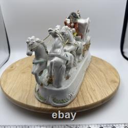 Vintage Porcelain Carriage & Four Horses Figurine Hand Painted Capodimonte Style