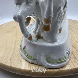 Vintage Porcelain Carriage & Four Horses Figurine Hand Painted Capodimonte Style