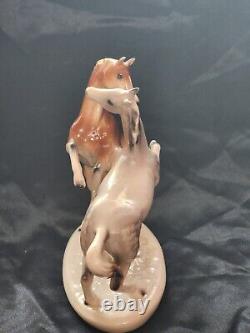 Vintage Porcelain Figurine Couple Horses Real Nobility Germany Stamp Decor 60s