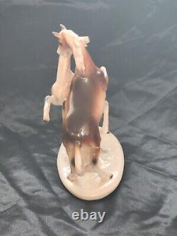 Vintage Porcelain Figurine Couple Horses Real Nobility Germany Stamp Decor 60s