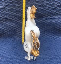 Vintage Porcelain Figurine Gilding Horse White LFZ Lomonosov 1950s USSR