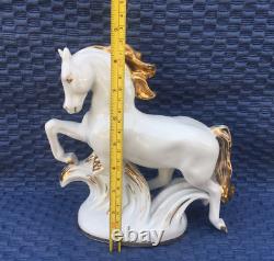 Vintage Porcelain Figurine Gilding Horse White LFZ Lomonosov 1950s USSR