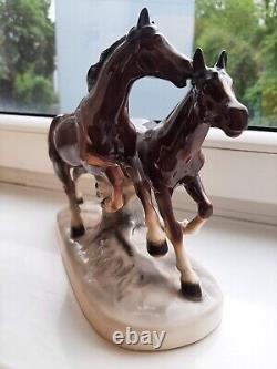 Vintage Porcelain Figurine Running Horses Hertwig and Co