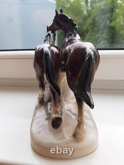 Vintage Porcelain Figurine Running Horses Hertwig and Co