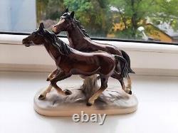 Vintage Porcelain Figurine Running Horses Hertwig and Co