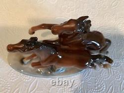 Vintage Porcelain Figurine Sculpture Brown Western Southwest Horses Japan 6'
