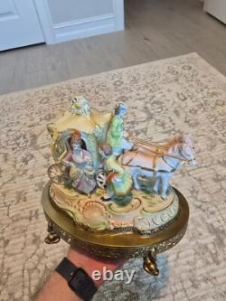 Vintage Porcelain Horse-Drawn Carriage Figurine