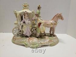 Vintage Porcelain Horse Drawn Carriage Made In Japan
